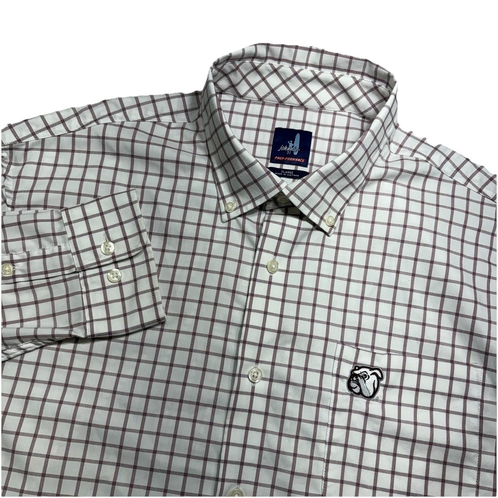 Johnnie-O Prep-Formance Mississippi State Bulldog Men XL‎ Button Up Maroon Plaid